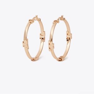 NWT Tory Burch Serif-T Hoop Earrings